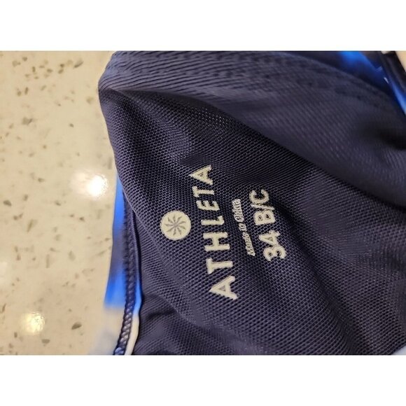 Athleta Bikini Top 34 B/c Swimwear Blue White Tie Dye Underwire - Picture 5 of 5